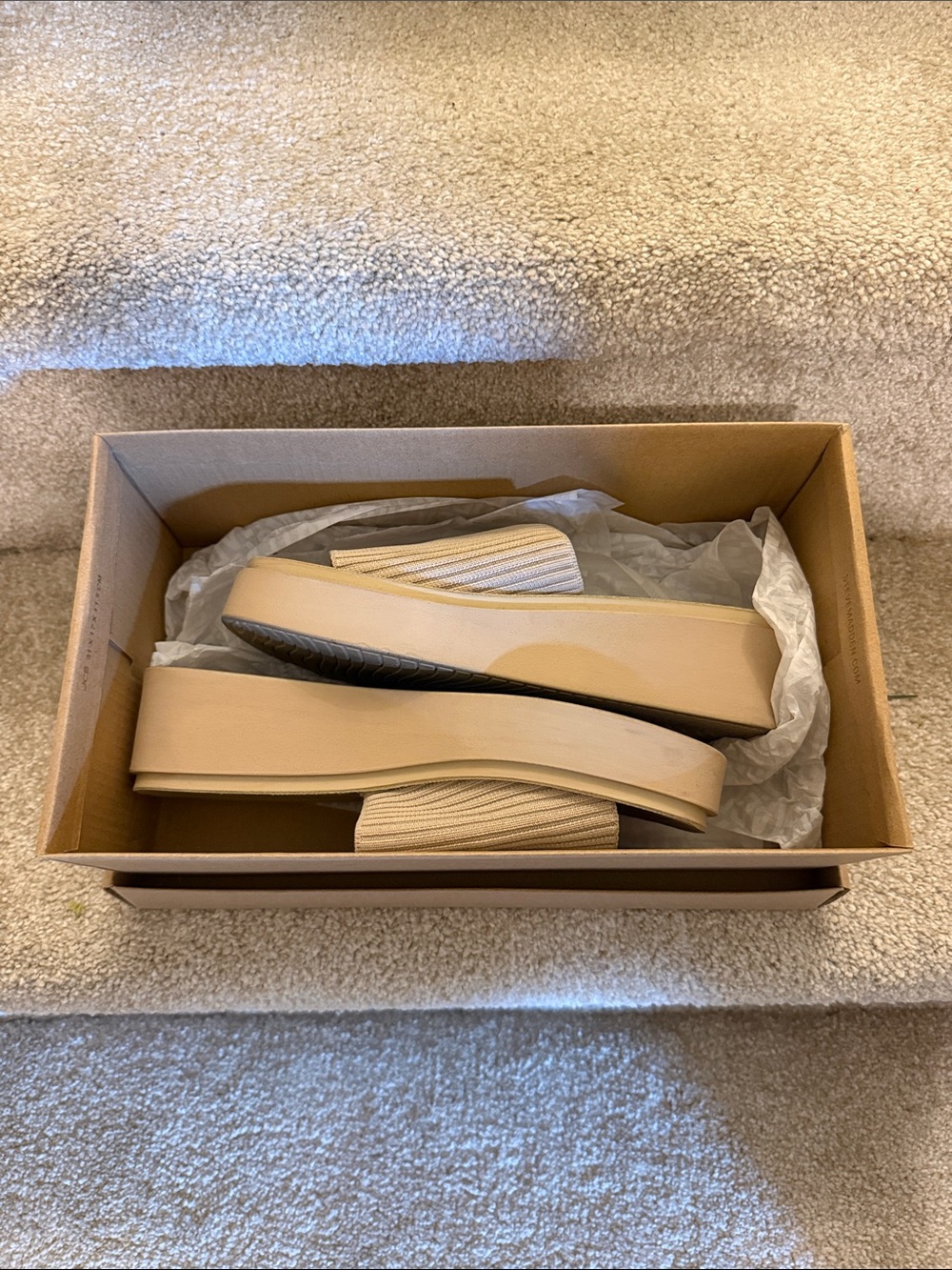 Steve Madden Ribbed Strap Slide Sandals in Beige Tan